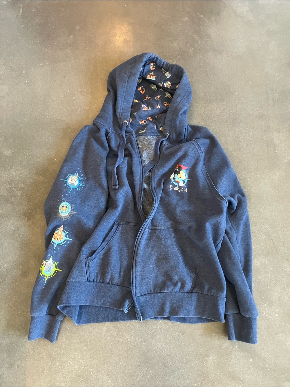 Disney Navy Blue Zip-Up Hoodie with Character Accents